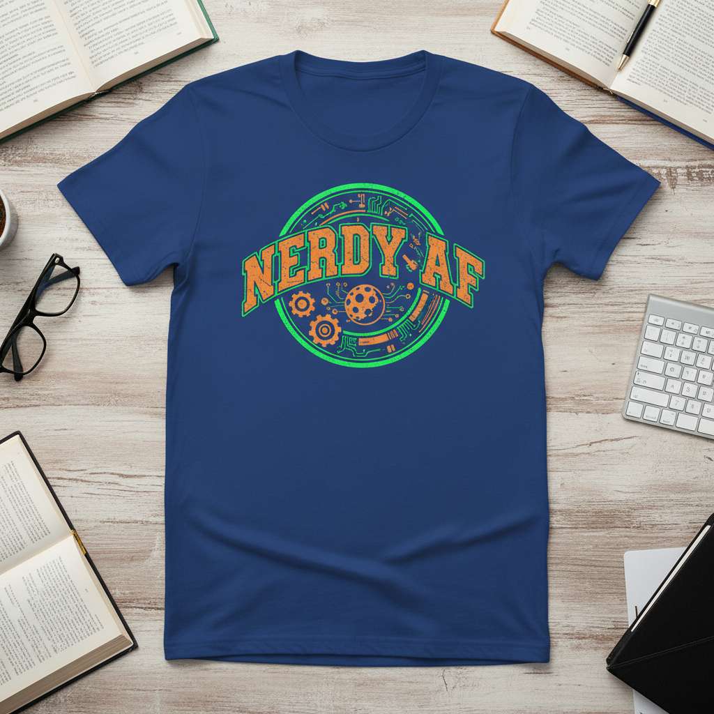 Nerdy Af Graphic T-Shirt, Funny Geeky Tee Gift Idea