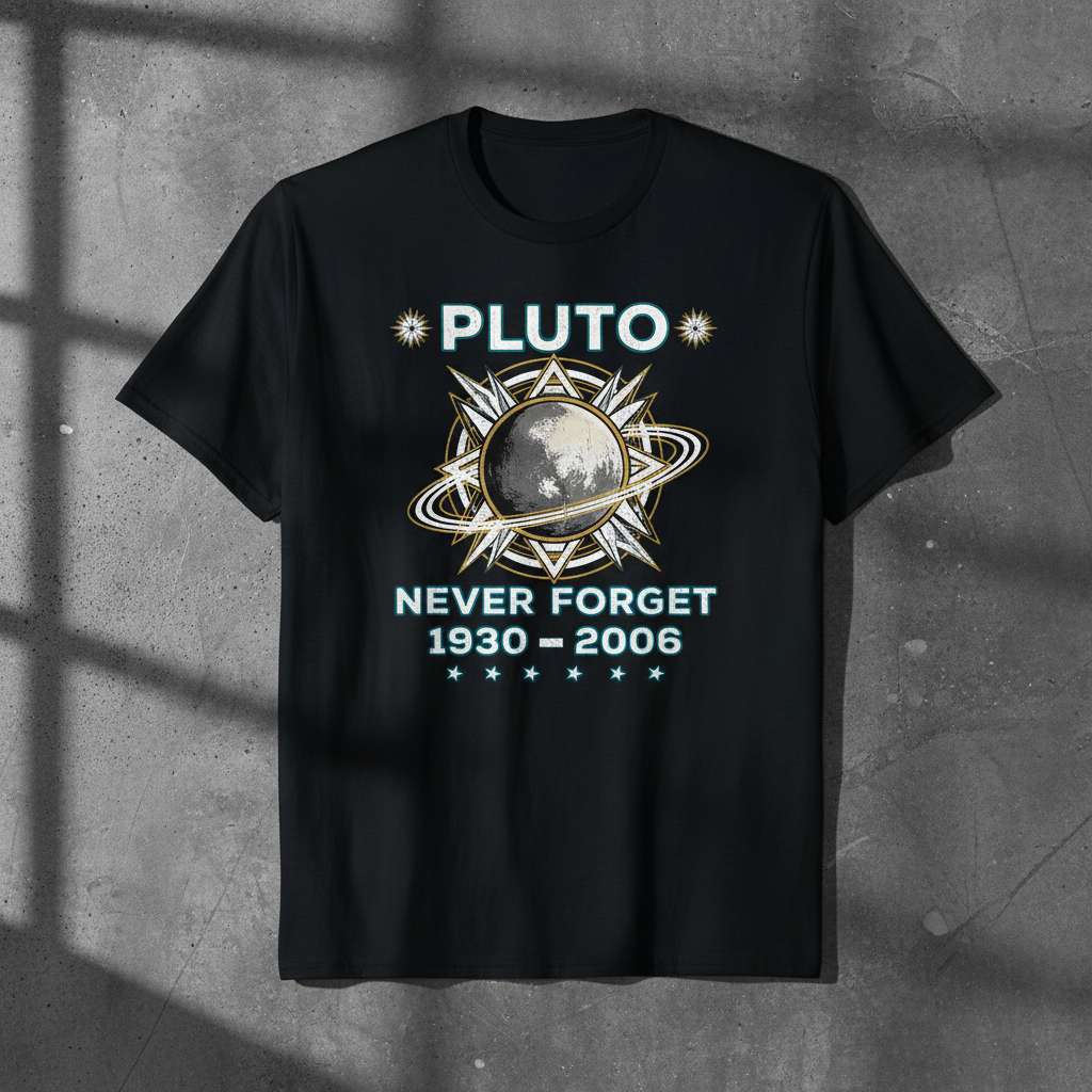 Never Forget 1930-2006 Pluto T-Shirt, Space Graphic Tee