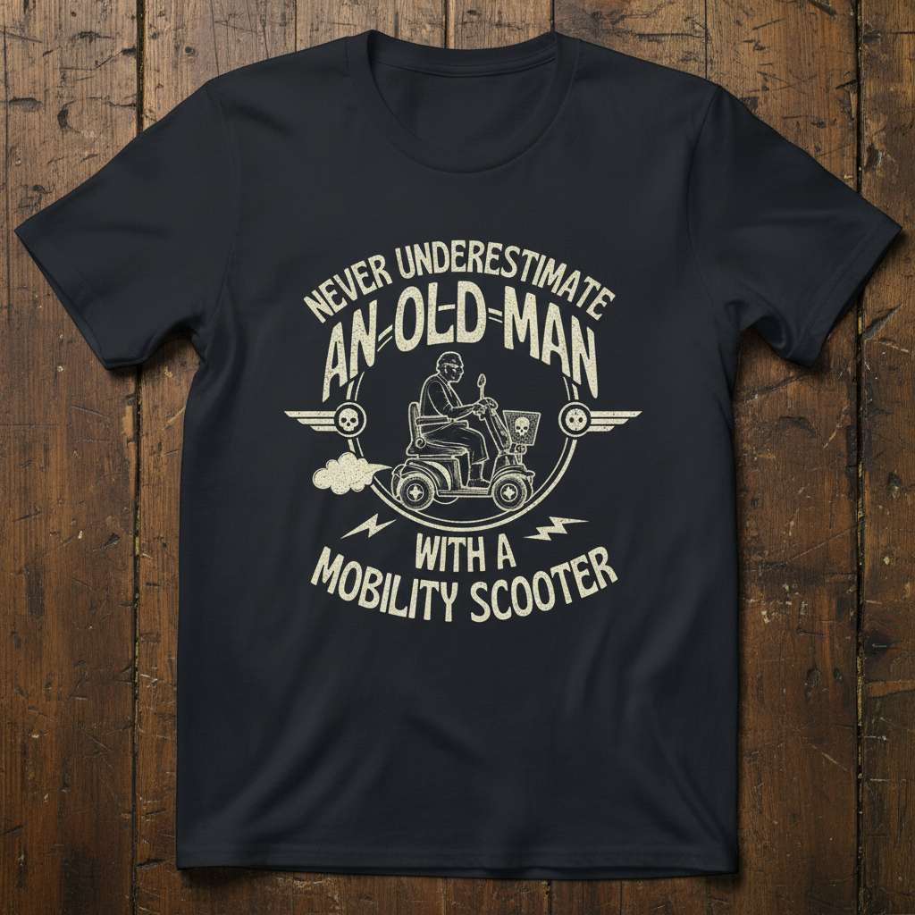 Never Underestimate An Old Man With A Mobility Scooter T-Shirt, Funny Birthday Tee Gift Idea