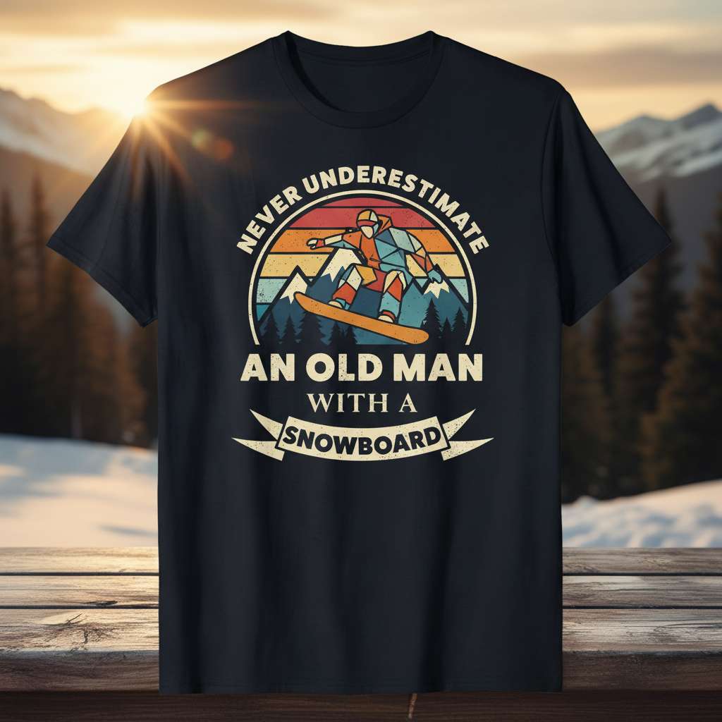 Never Underestimate An Old Man With A Snowboard T-Shirt, Funny Dad Tee Gift