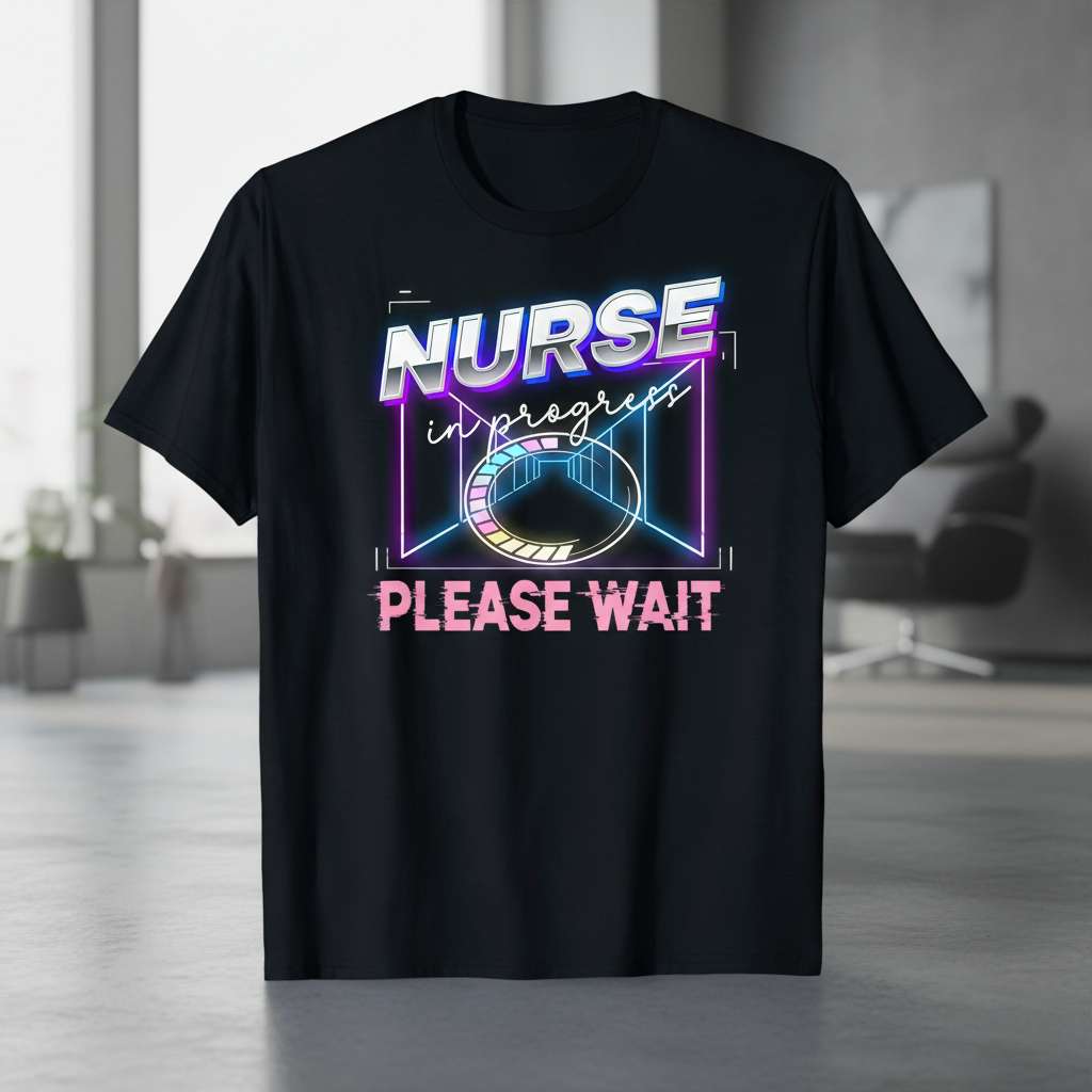 Nurse In Progress Please Wait Graphic T-Shirt, Funny Nursing Tee Gift Idea