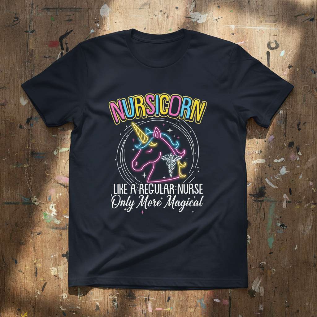 Nursicorn Like A Regular Nurse Only More Magical Graphic T-Shirt, Funny Nurse Tee Gift Idea