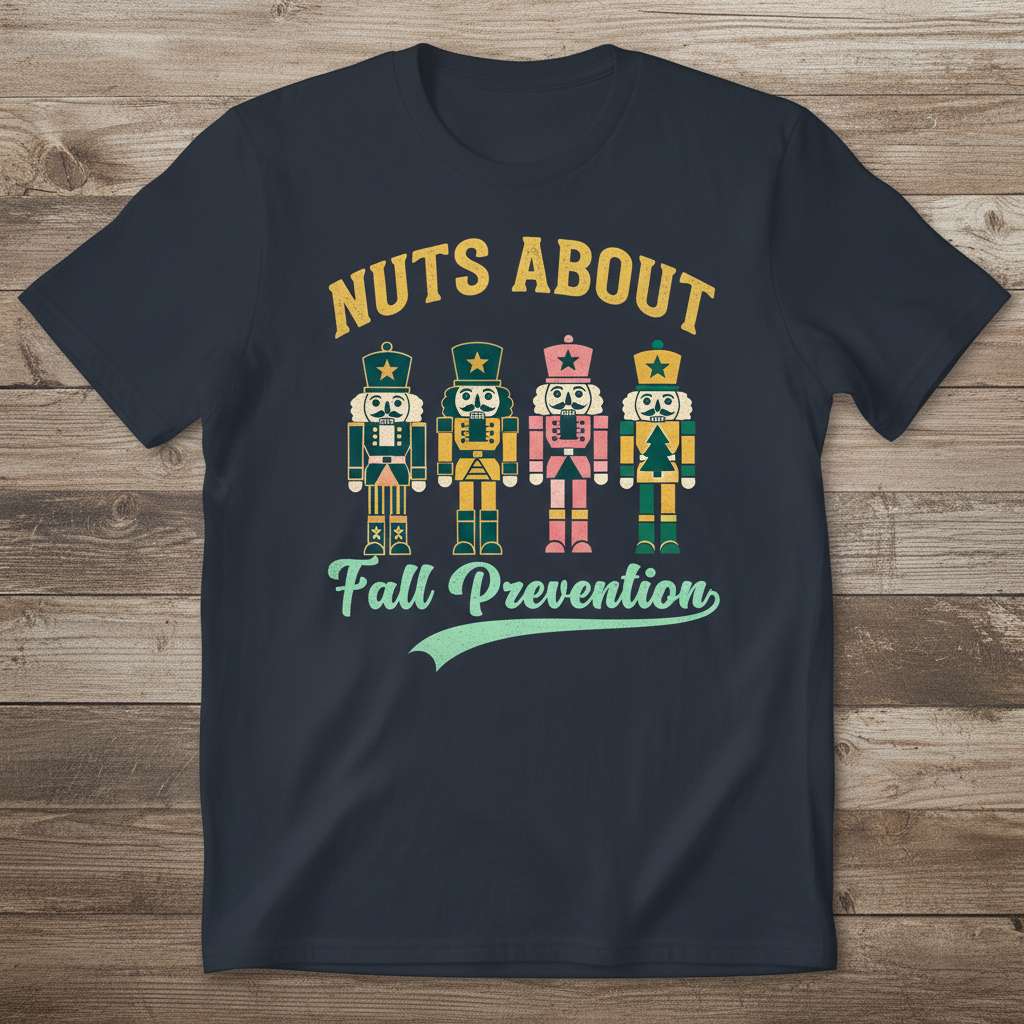 Nuts About Fall Prevention Graphic T-Shirt, Funny Nutcracker Tee Idea