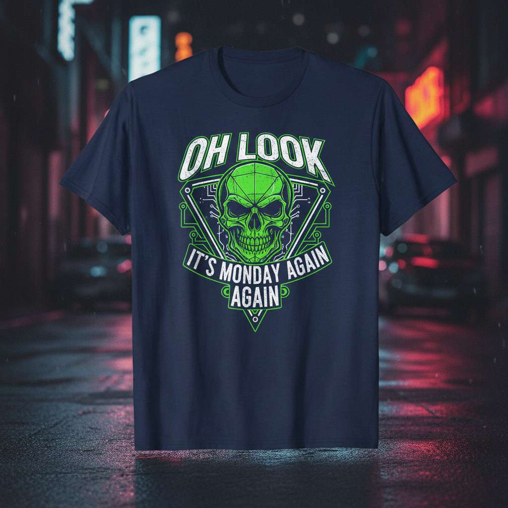 Oh Look Its Monday Again Graphic Skull T-Shirt, Funny Monday Tee Idea