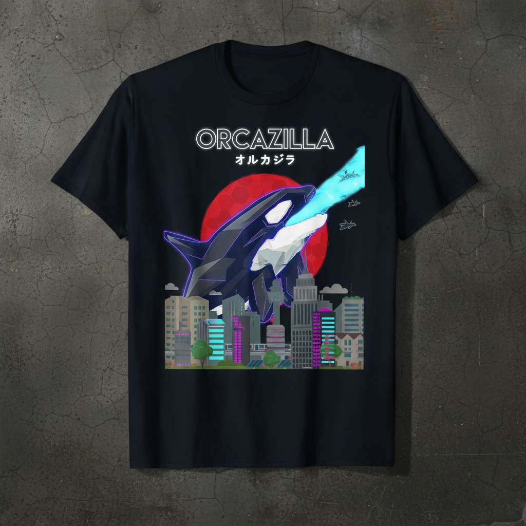 Orcazilla Graphic T-Shirt, Orca Kaiju Tee Gift Idea