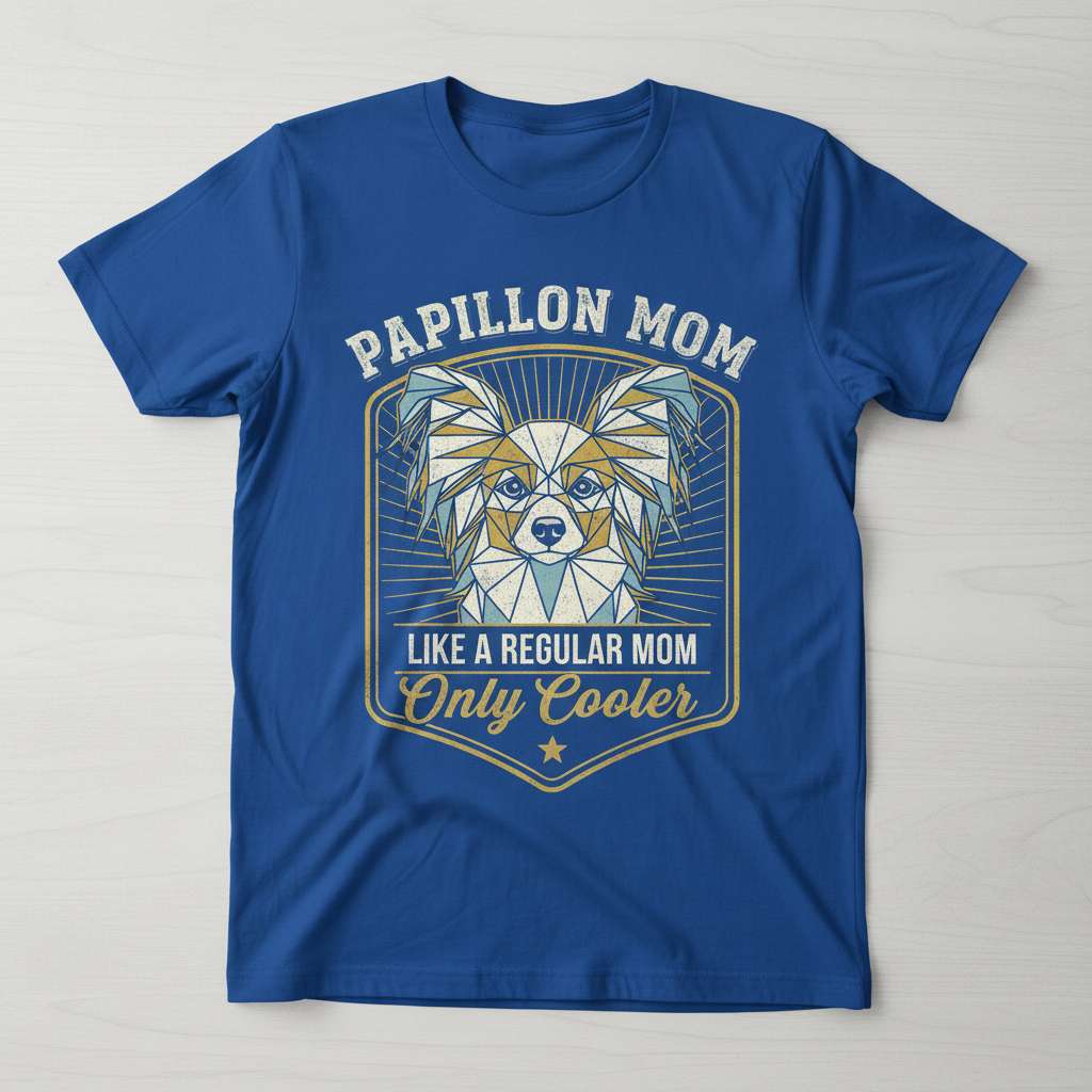 Papillon Mom Like A Regular Mom Only Cooler Graphic T-Shirt, Cute Dog Tee Gift Idea
