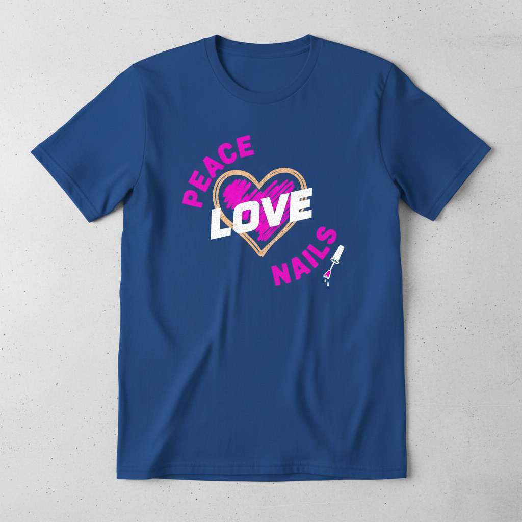 Peace Love Nails Graphic T-Shirt, Funny Nail Tech Tee Gift Idea