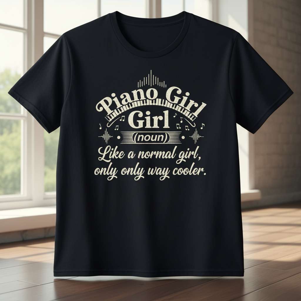 Piano Girl Like A Normal Girl Only Way Cooler T-Shirt, Funny Novelty Tee Gift Idea