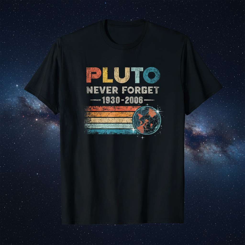 Pluto Never Forget 1930-2006 Retro T-Shirt, Space Graphic Tee Idea