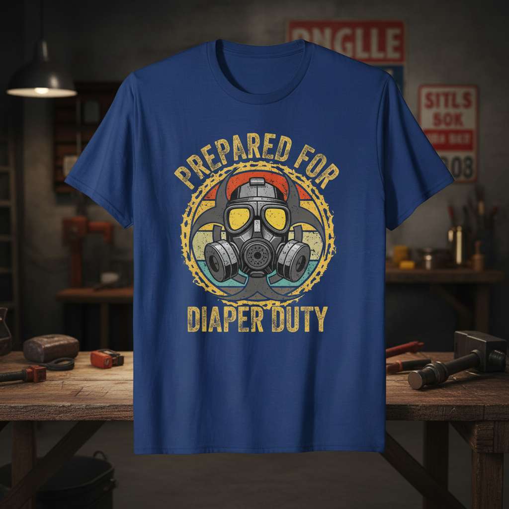 Prepared For Diaper Duty Vintage Graphic T-Shirt, Funny Dad Tee Gift Idea