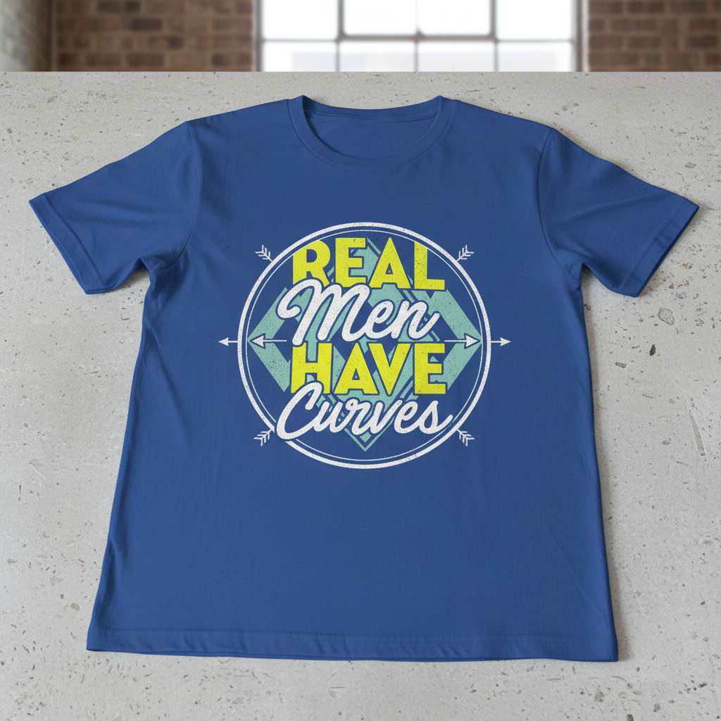 Real Men Have Curves Vintage Distressed T-Shirt, Funny Graphic Novelty Tee Gear