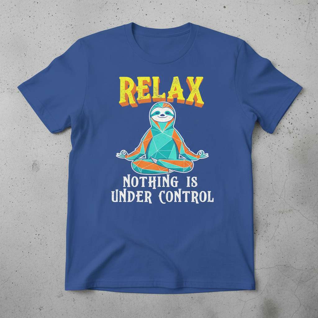 Relax Nothing Is Under Control Sloth T-Shirt, Funny Graphic Tee Gift Idea