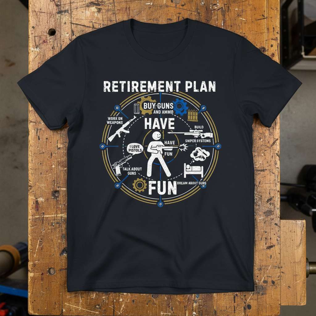 Retirement Plan Have Fun Distressed T-Shirt, Funny Gun Enthusiast Tee Gear