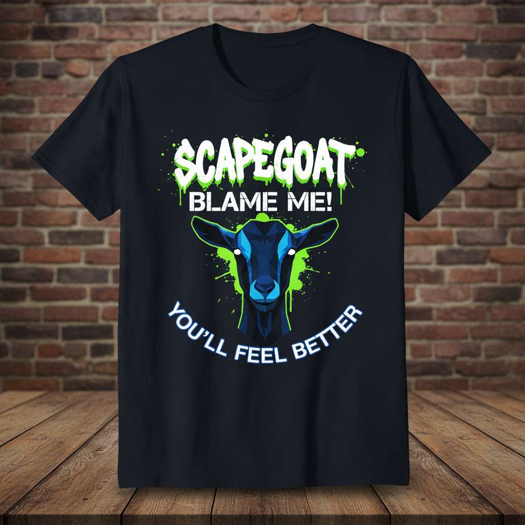 Scapegoat Blame Me! Youll Feel Better Funny Goat T-Shirt, Novelty Graphic Tee