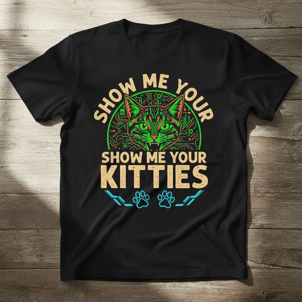 Show Me Your Kitties T-Shirt, Funny Cat Graphic Tee Gift Idea