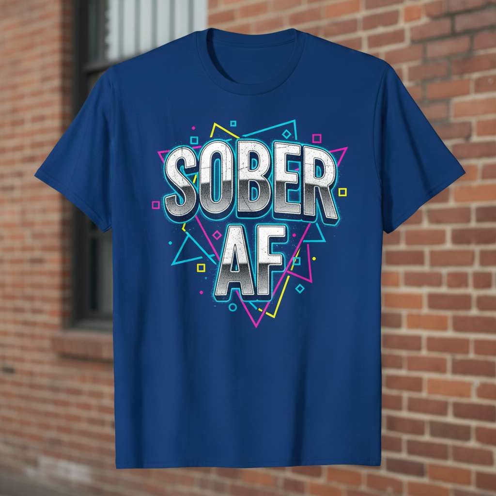 Sober AF Funny Graphic T-Shirt, Novelty Recovery Tee Gift