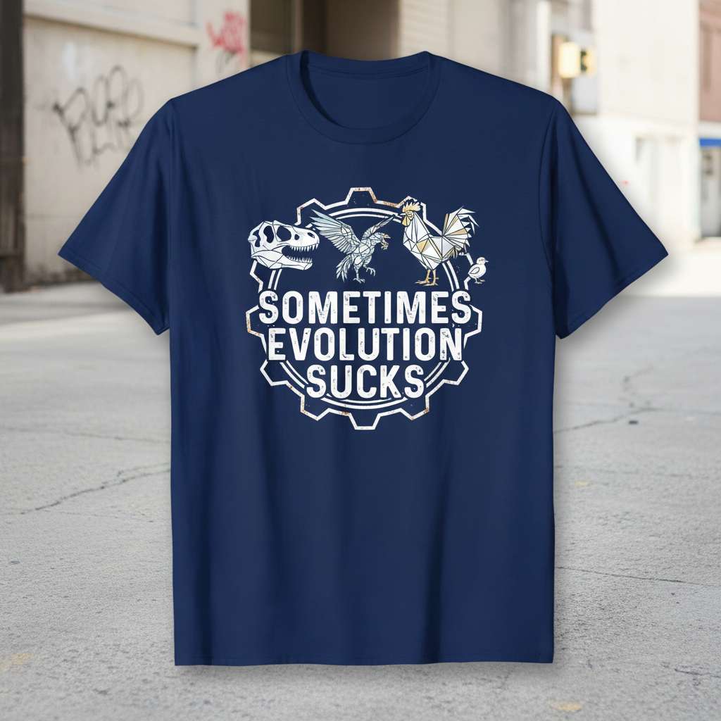 Sometimes Evolution Sucks T-Shirt, Funny Dinosaur Chicken Tee Gift Idea
