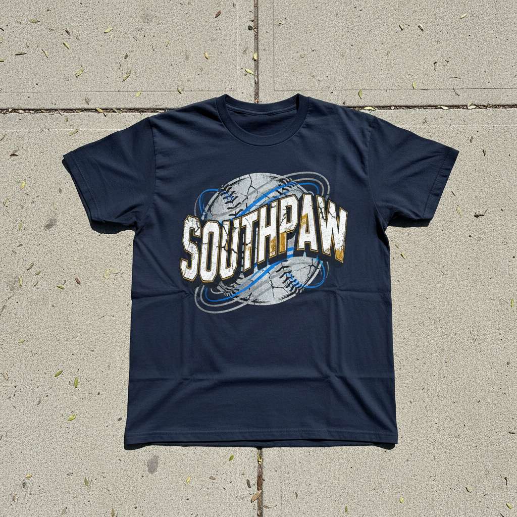 Southpaw Baseball Graphic T-Shirt, Left Handed Tee Gift Idea