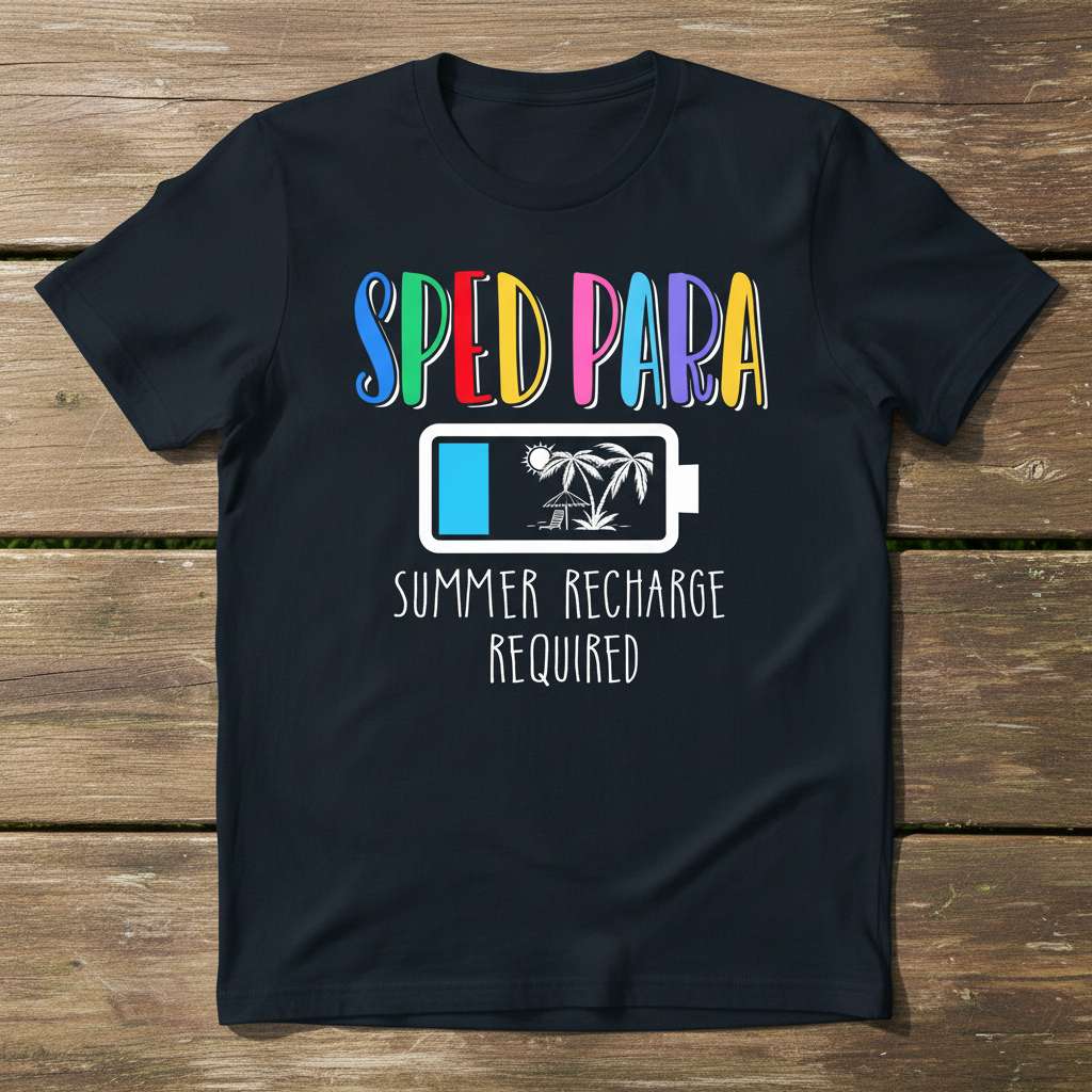 Sped Para Summer Recharge Required T-Shirt, Cute Last Day of School Tee Gift Idea