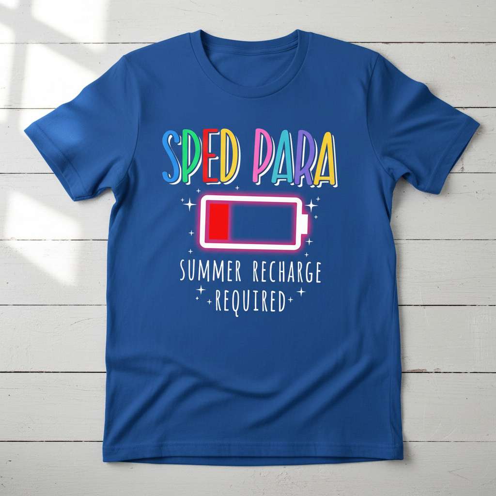 Sped Para Summer Recharge Required T-Shirt, Funny Graphic Tee