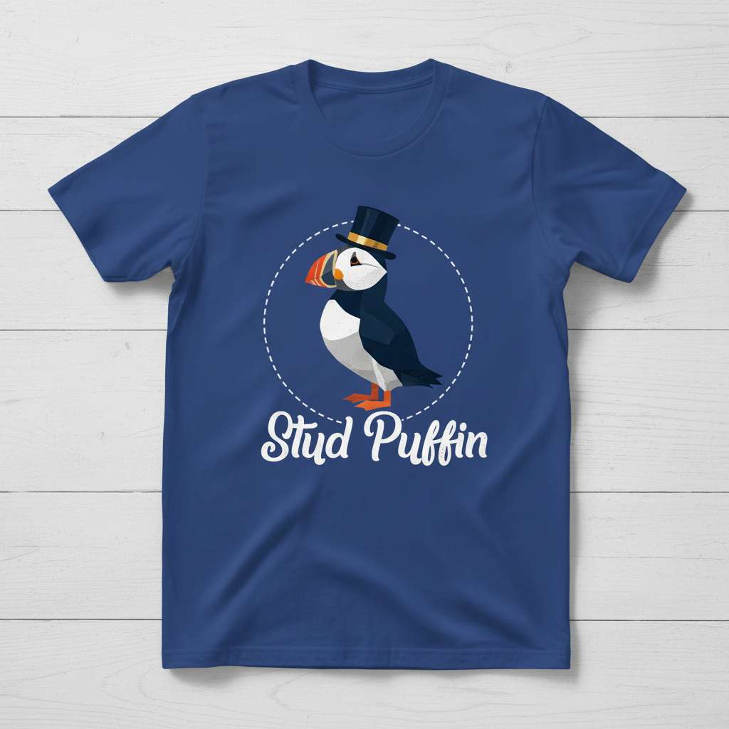 Stud Puffin Graphic T-Shirt, Funny Novelty Tee Gift Idea