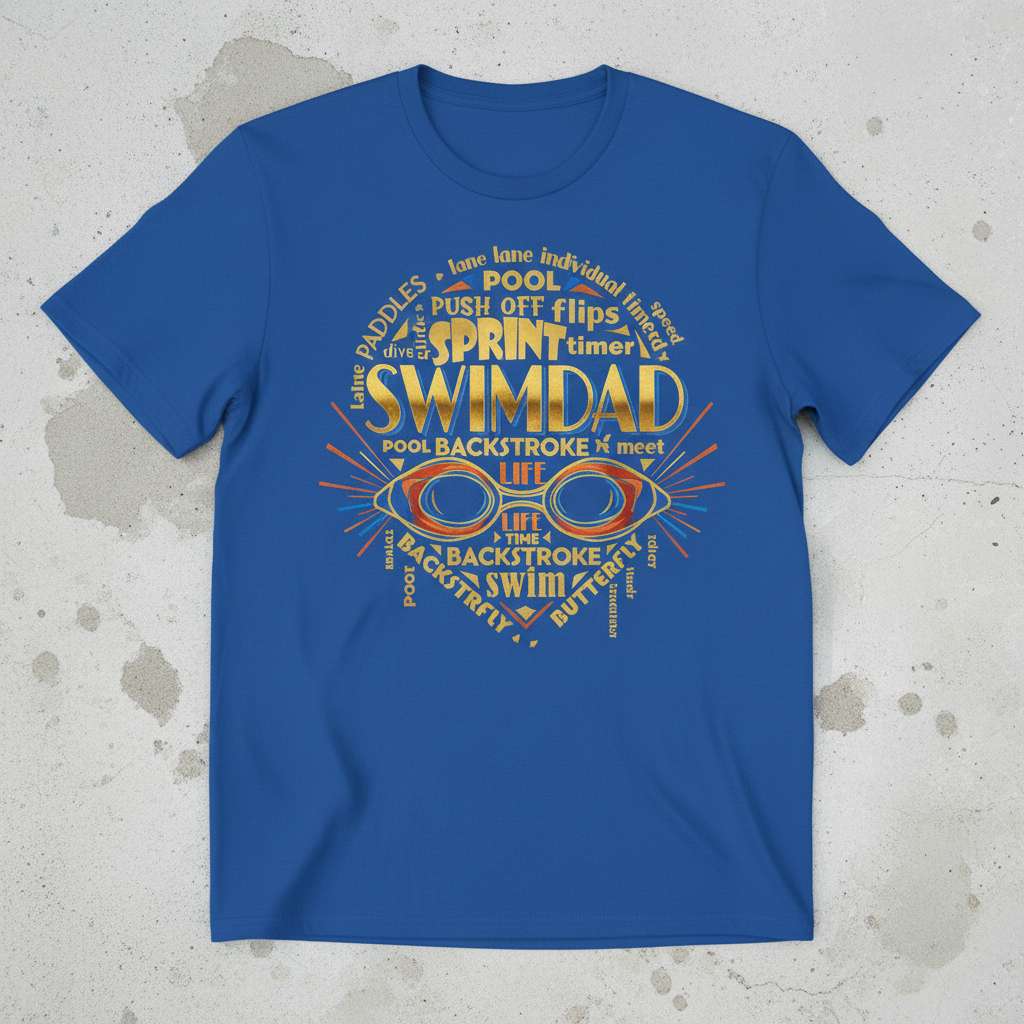 Swimdad Pool Backstroke Meet Life T-Shirt, Funny Swim Dad Tee Gift Idea