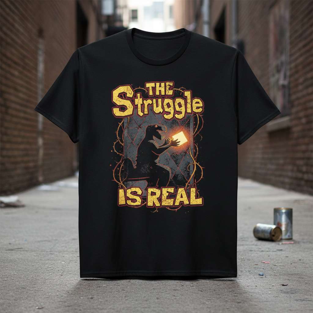 The Struggle Is Real Graphic T-Shirt, Funny T-Rex Tee Gift Idea