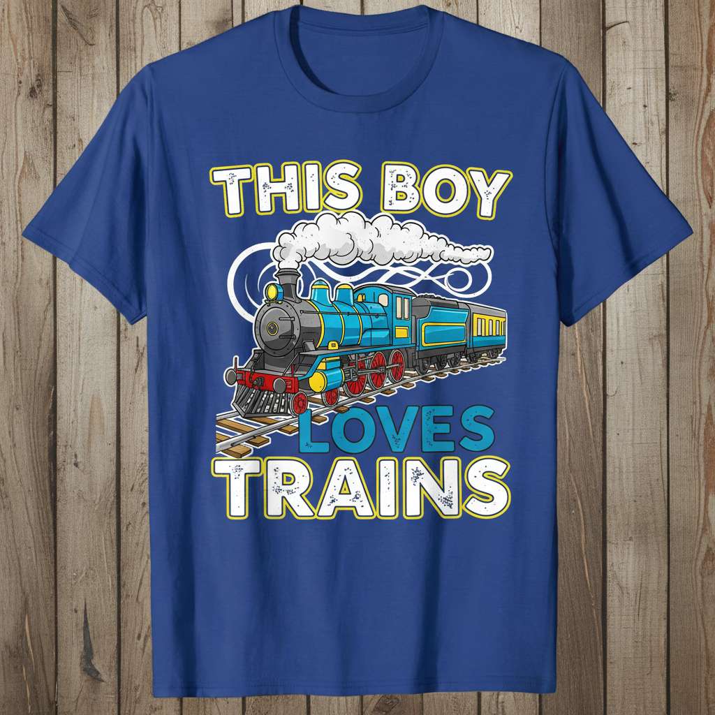 This Boy Loves Trains Graphic T-Shirt, Funny Train Enthusiast Tee
