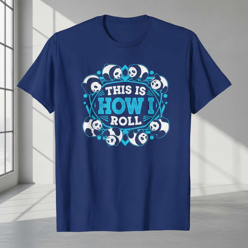 This Is How I Roll Panda Graphic T-Shirt, Funny Birthday Tee Gift Idea