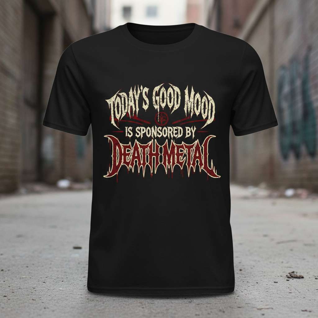 Todays Good Mood Is Sponsored By Death Metal Graphic T-Shirt, Music Tee Gift Idea