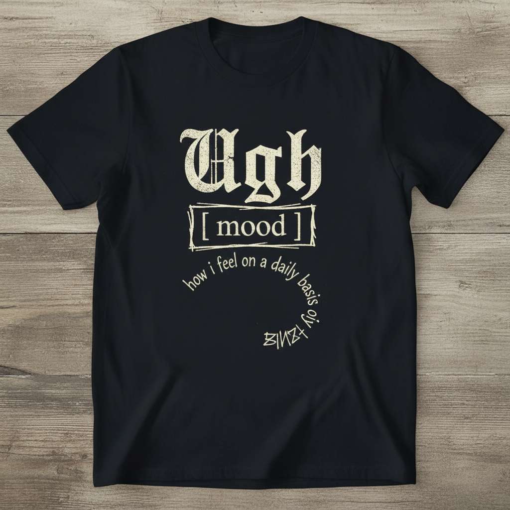 Ugh Mood Graphic T-Shirt, Funny Novelty Tee Gift Idea