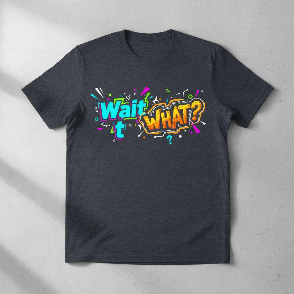 Wait What Graphic T-Shirt, Funny Novelty Tee