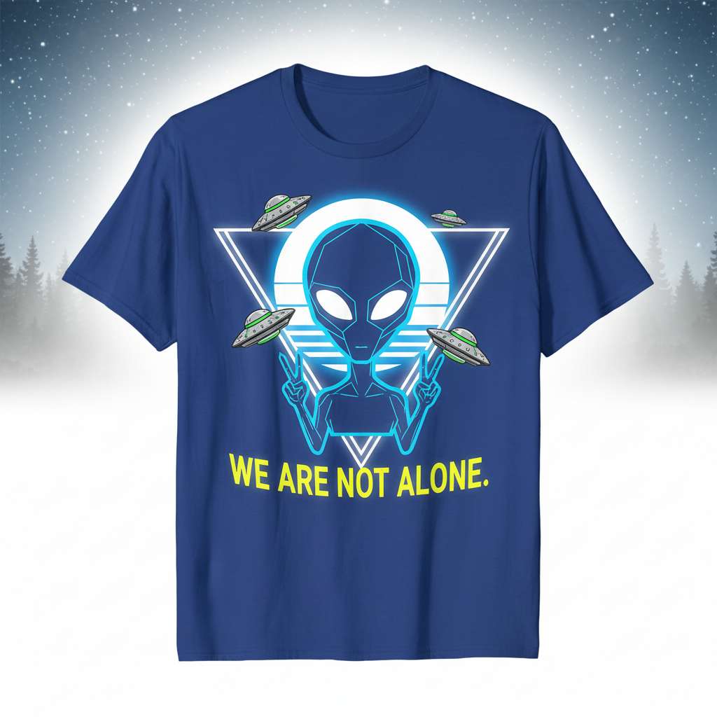 We Are Not Alone Alien UFO T-Shirt, Funny Space Tee Gift Idea