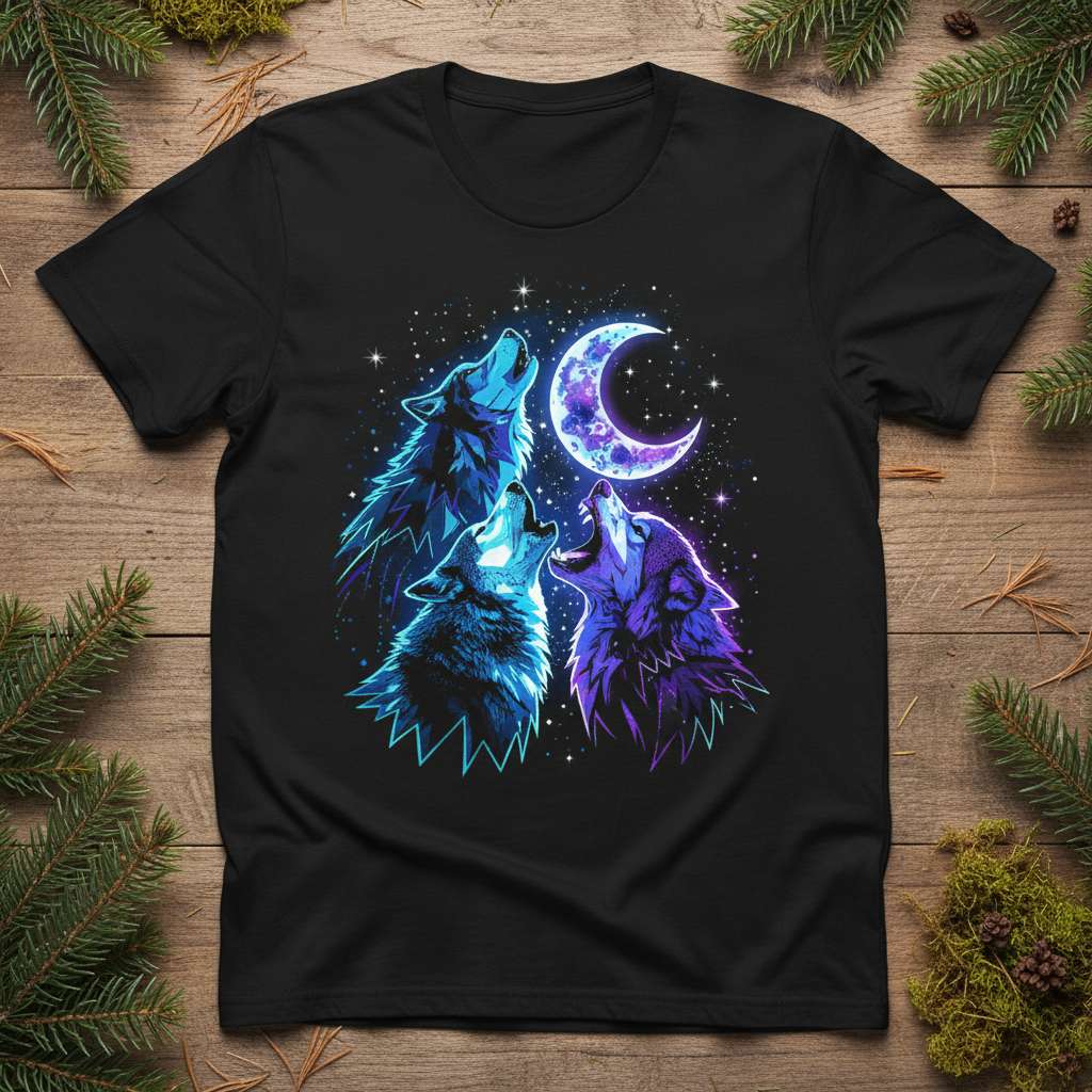 Wolf Moon Howl Graphic T-Shirt, Funny Wolf Tee Gift Idea