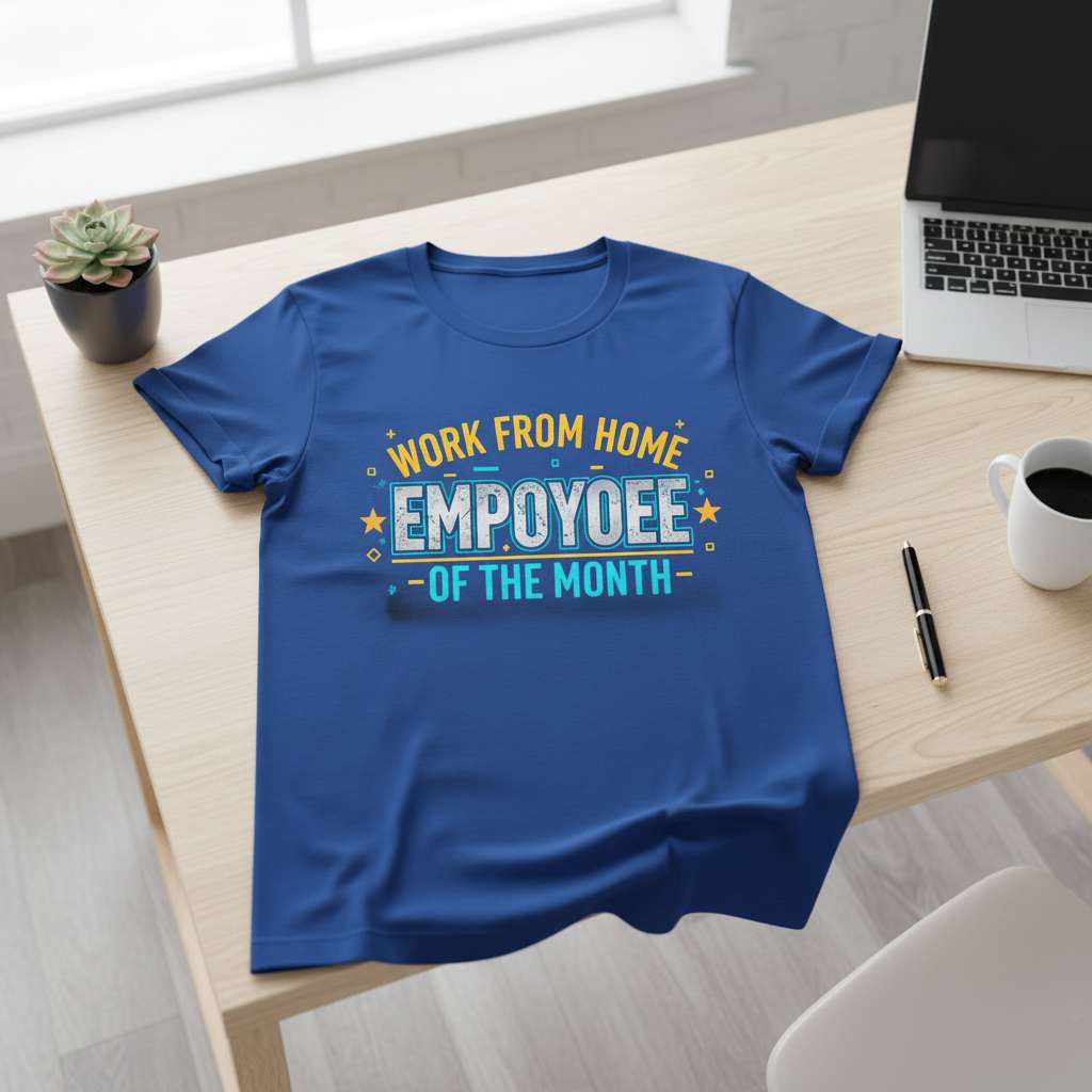 Work From Home Empoyoyee Of The Month Graphic T-Shirt, Funny Birthday Tee Idea