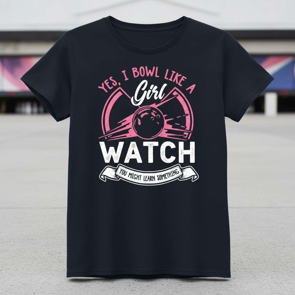 Yes, I Bowl Like A Girl Watch You Might Learn Something Funny Bowling T-Shirt, Graphic Tee