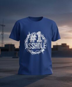 #1 Asshole Distressed Graphic T-Shirt Novelty Tee Unisex Gift Idea Clothing