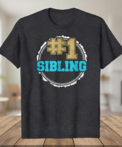 #1 Sibling Graphic T-Shirt Novelty Tee Gift Idea for Brother or Sister Fans