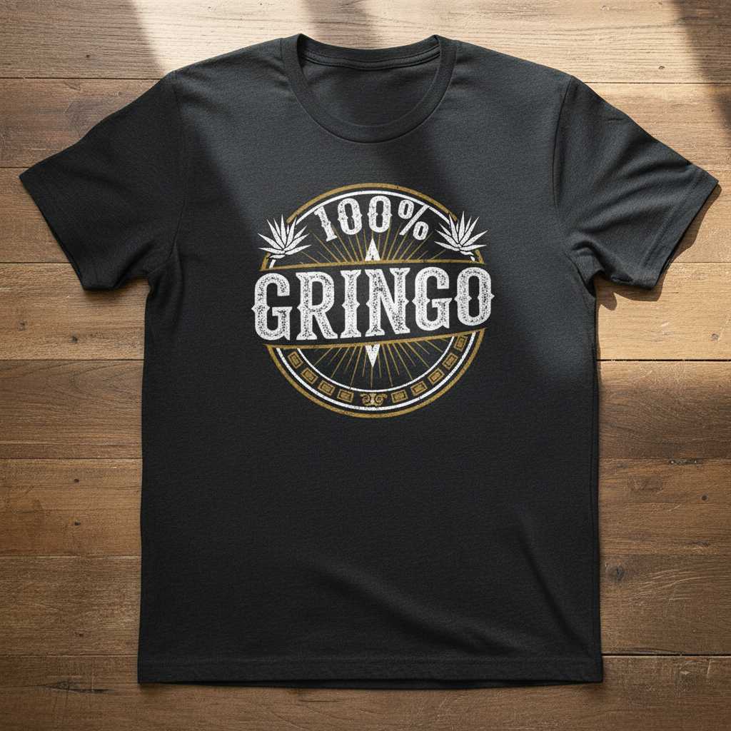 100% Gringo Graphic T-Shirt Novelty Tee Mexican American Unisex Gift Outfit