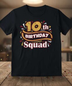 10th Birthday Squad Graphic T-Shirt Tee Novelty Outfit Gift Idea for Kids