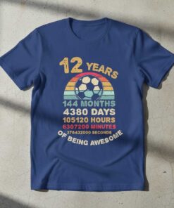 12 Years Of Being Awesome Soccer Graphic T-Shirt Tee Gift Idea For Fans