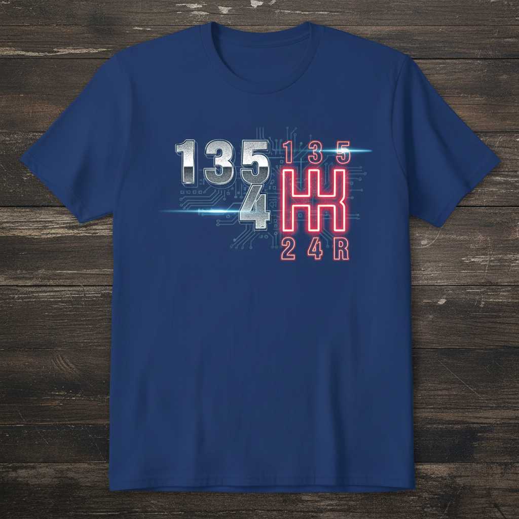 135 4 Gear Shift Graphic T-Shirt Manual Transmission Car Enthusiast Tee