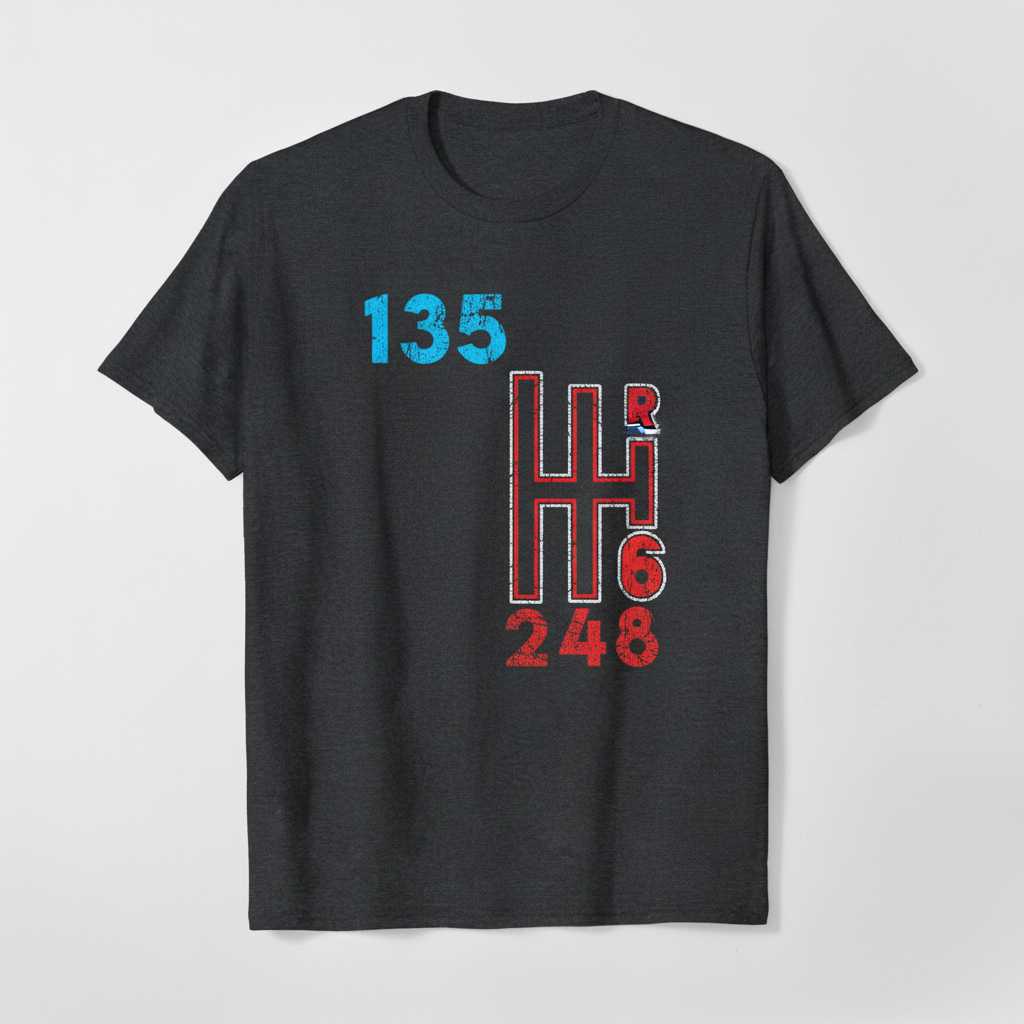 135 R 246  Gear Shift Graphic T-Shirt Tee Novelty Car Enthusiast Driving Outfit