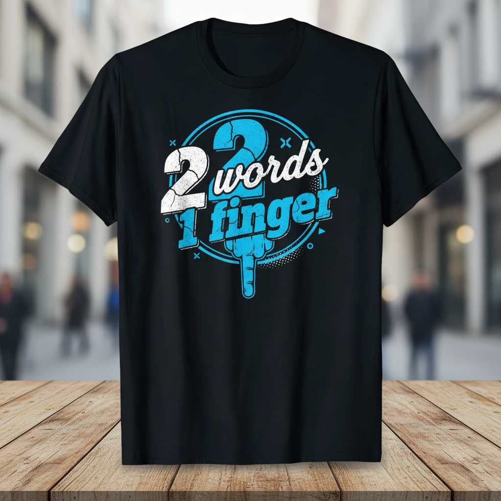 2 Words 1 Finger Graphic T-Shirt Sarcastic Novelty Tee Unisex Gift Idea