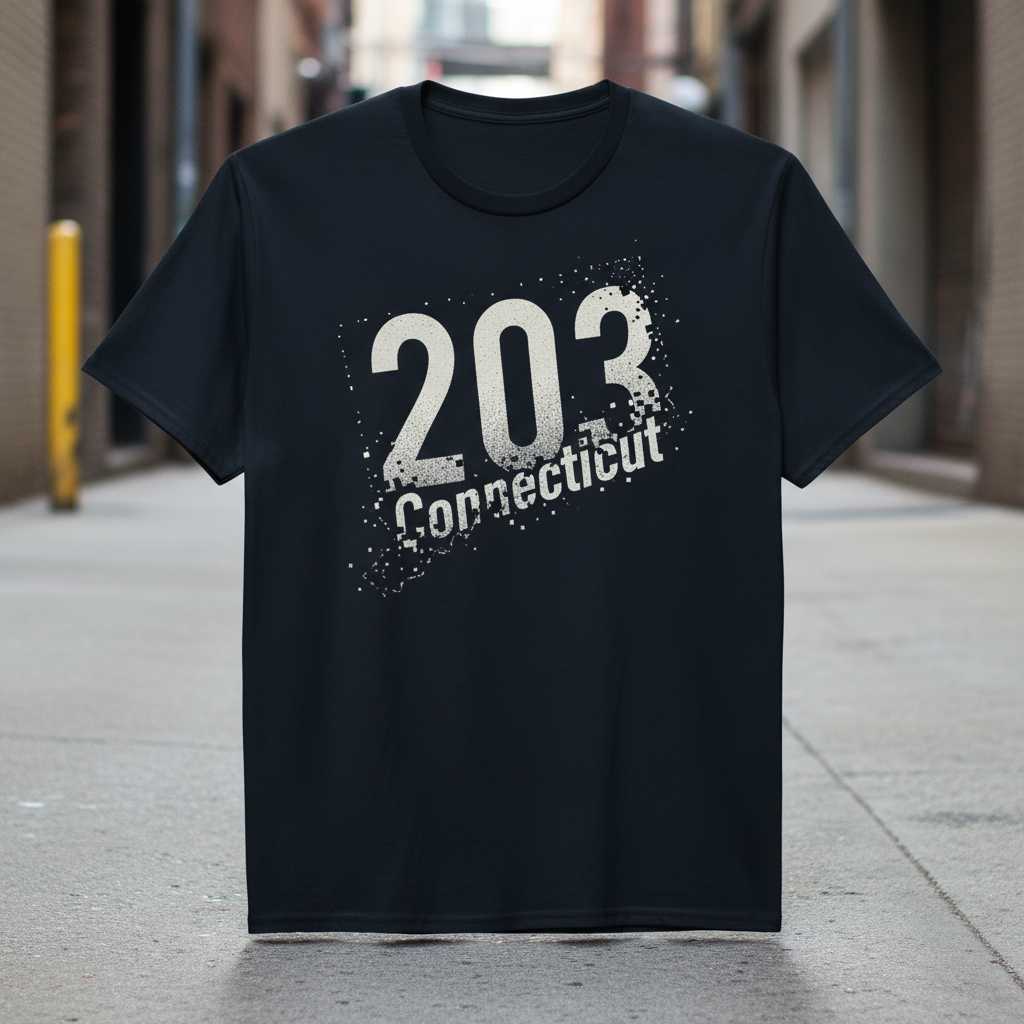 203 Connecticut Distressed Graphic T-Shirt Tee Novelty Merch Gift for Locals