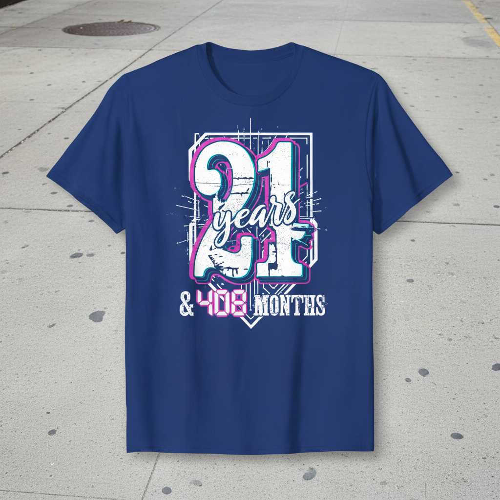 21 Years & 408 Months Vintage Graphic T-Shirt Tee Birthday Gift Outfit