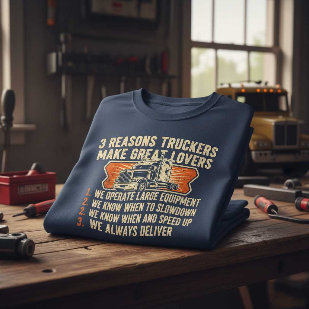 3 Reasons Truckers Make Great Lovers T-Shirt Tee Novelty Gift for Trucker Fans