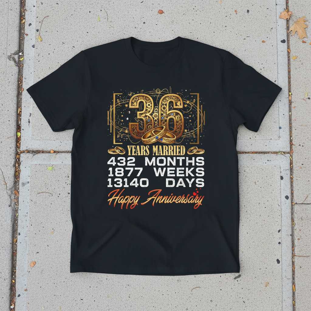 36 Years Married Happy Anniversary Graphic T-Shirt Tee Gift Idea Clothing