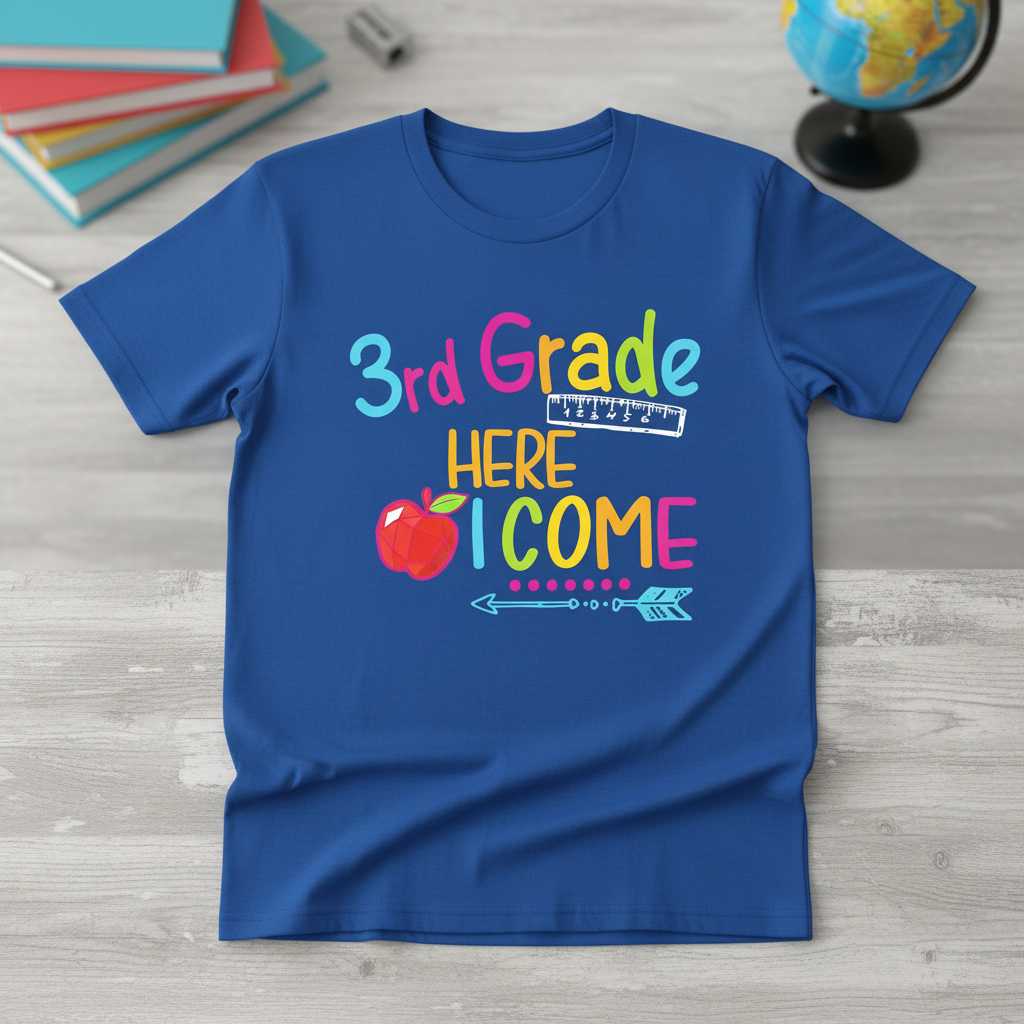 3rd Grade Here I Come Graphic T-Shirt Tee Back To School Novelty Gift Outfit