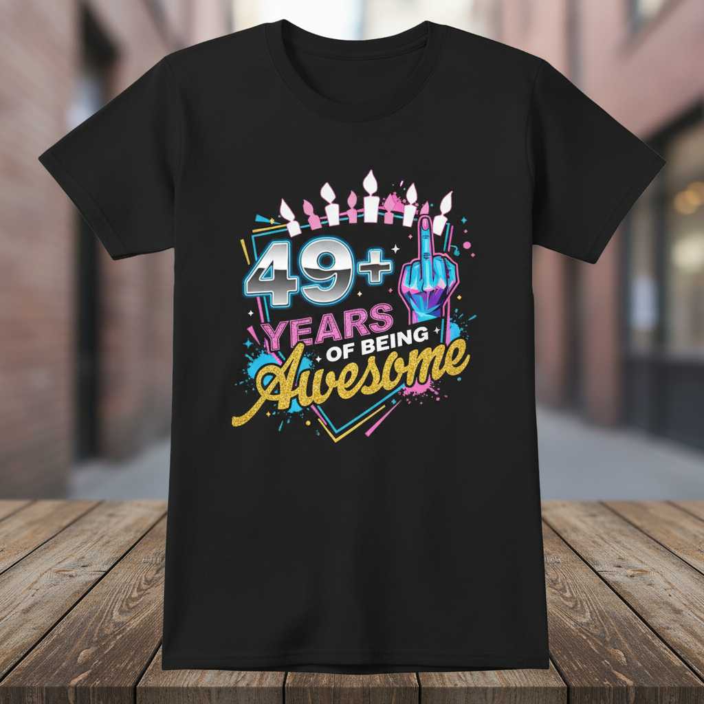 49+ Years Of Being Awesome Graphic T-Shirt Novelty Tee Gift Idea